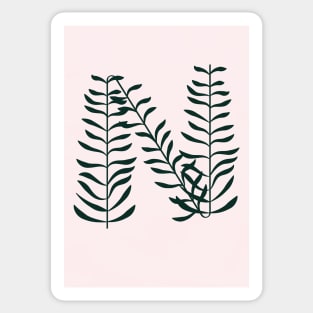 Alphabet N Botanical Sticker